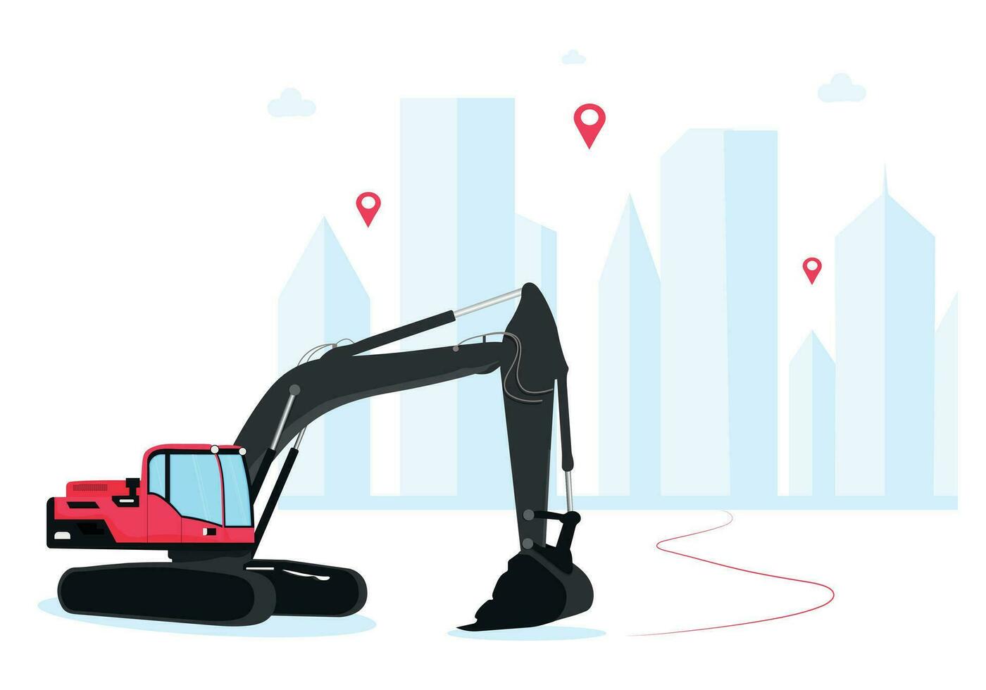 excavator on the background. vector illustration