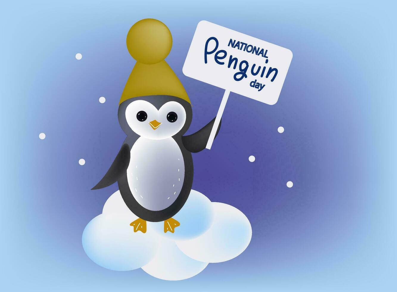 Penguin Awareness Day Flat Cartoon Hand Drawn vector illustration