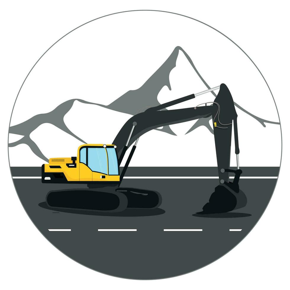 excavator on the background. vector illustration