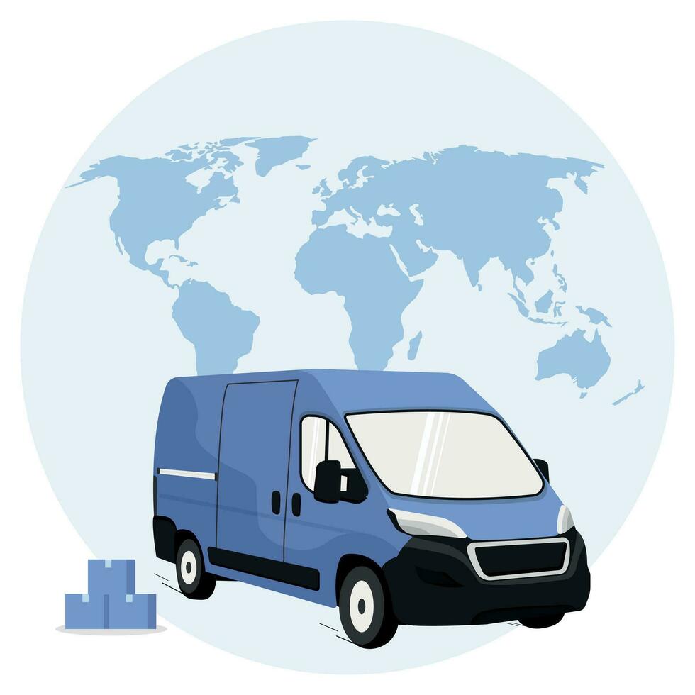 truck on the background. delivery van illustration vector