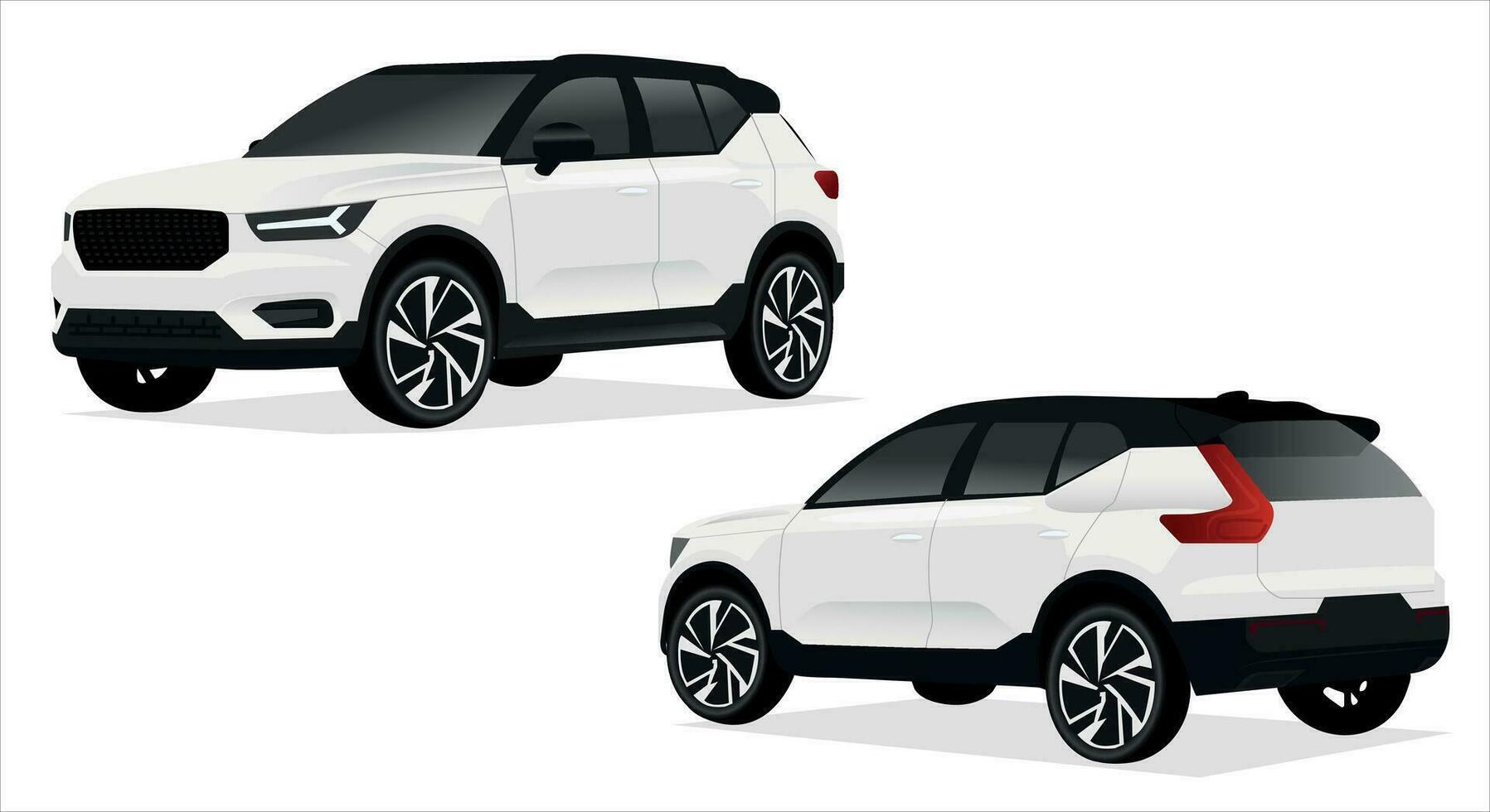 Realistic car isolated on white. Vector car illustration. Set the car from all sides.