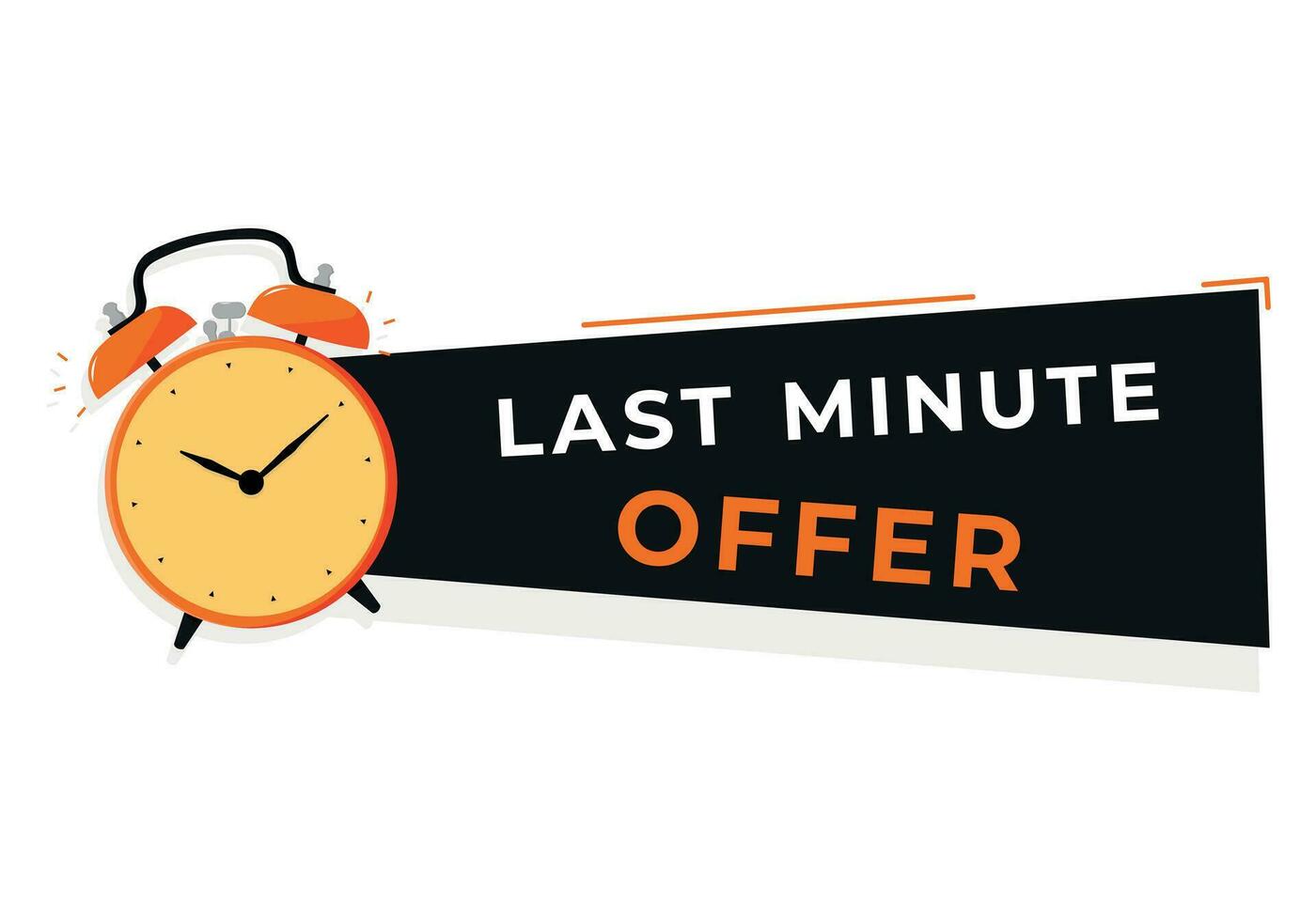 vector illustration button sign last minute offer, flat modern label, logo countdown alarm clock