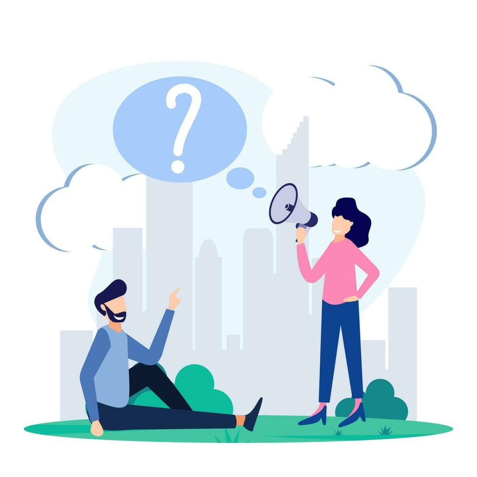 Illustration vector graphic cartoon character of question and answer