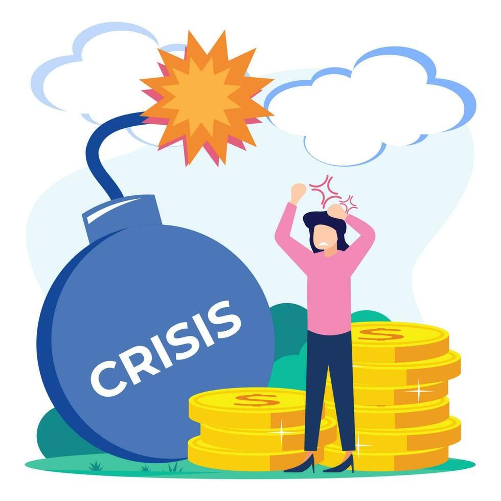 Illustration vector graphic cartoon character of crisis