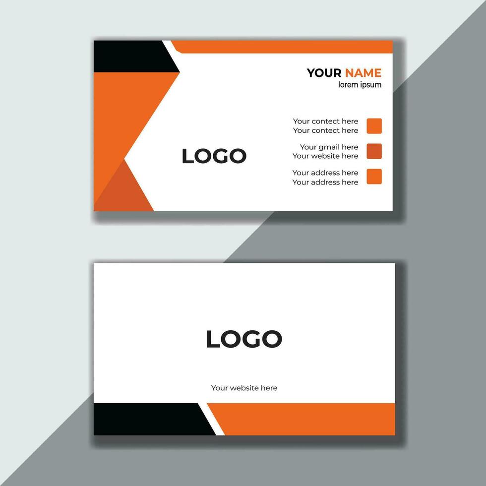 profesional negocio tarjeta plantilla, visitando tarjeta, plano diseño vector resumen creativo, moderno negocio tarjeta naranja y negro colores, personal visitando tarjeta con empresa logo