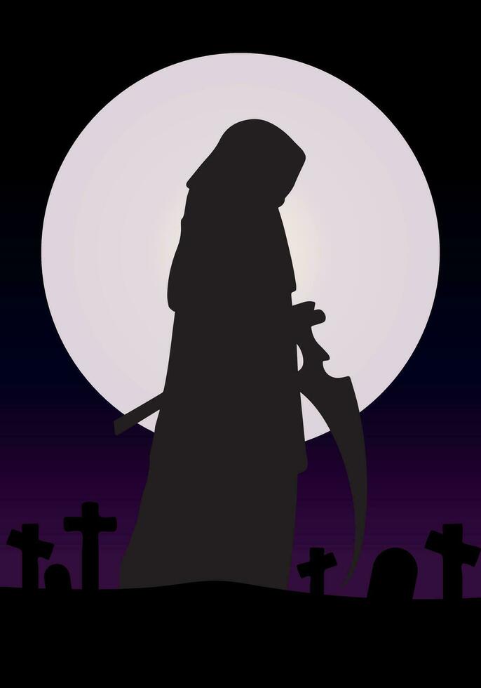 halloween background with cemetery and moon vector