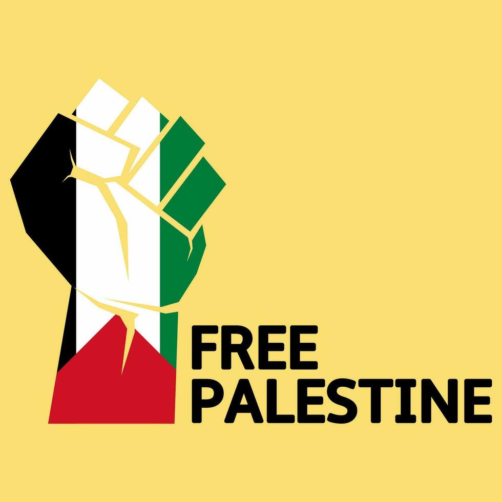 Palestine conflict vector illustration. Hand fist with palestine color as symbol of freedom. Palestine illustration of war for social issues, news or conflict