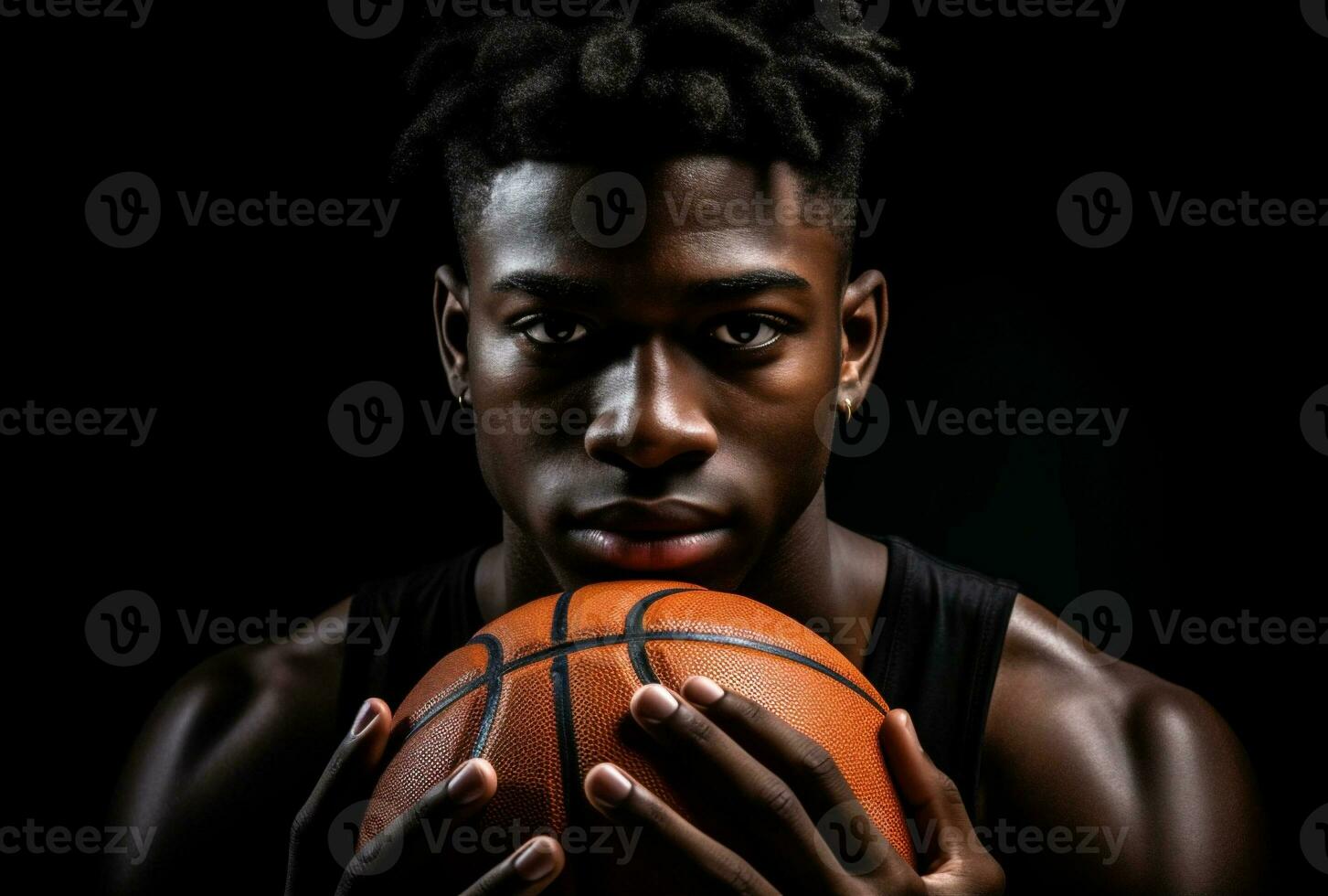 man sports player basketball athlete holding black person healthy ball professional. Generative AI. photo