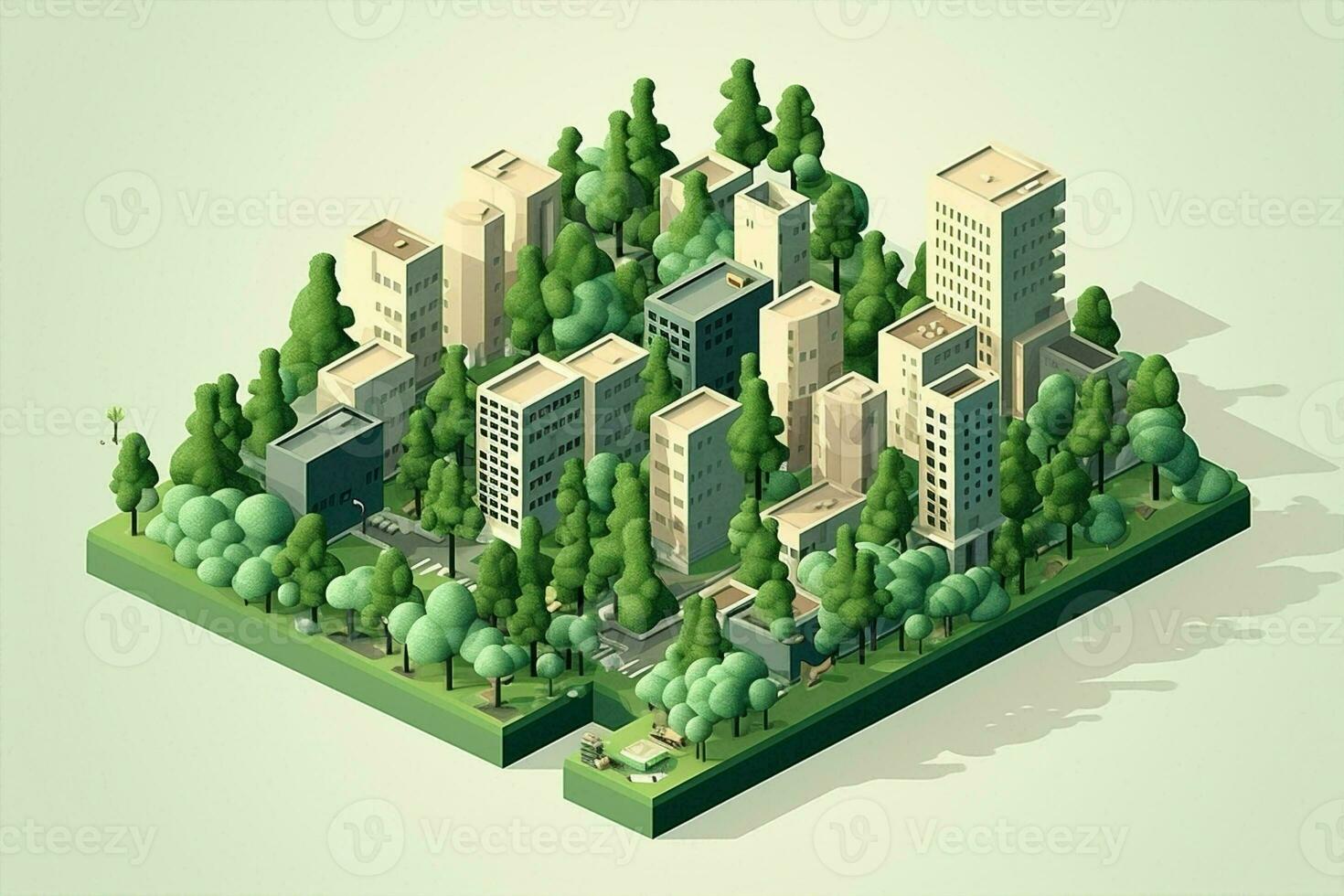 Street tree collection skyscraper plan town environment city building park modern architecture illustration photo