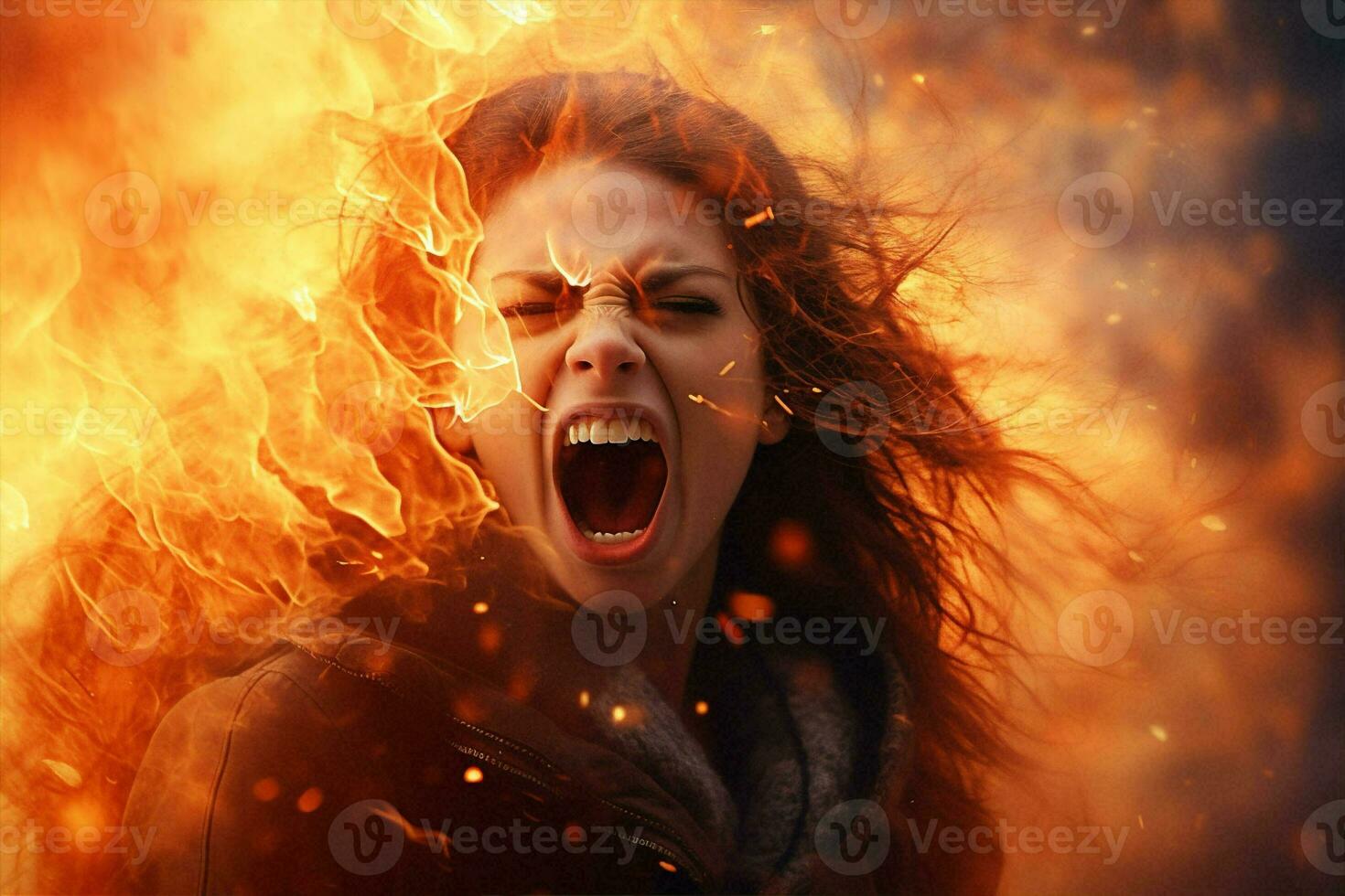 Background woman fire fantasy person spell halloween devil art evil burn dress horror dark black photo