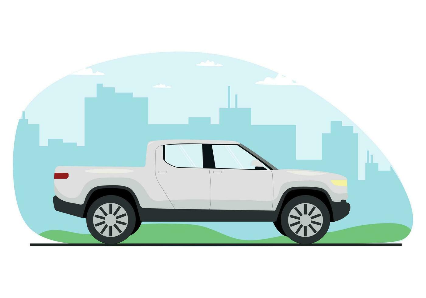 car on the road. off the road car on the background of the city. vector illustration