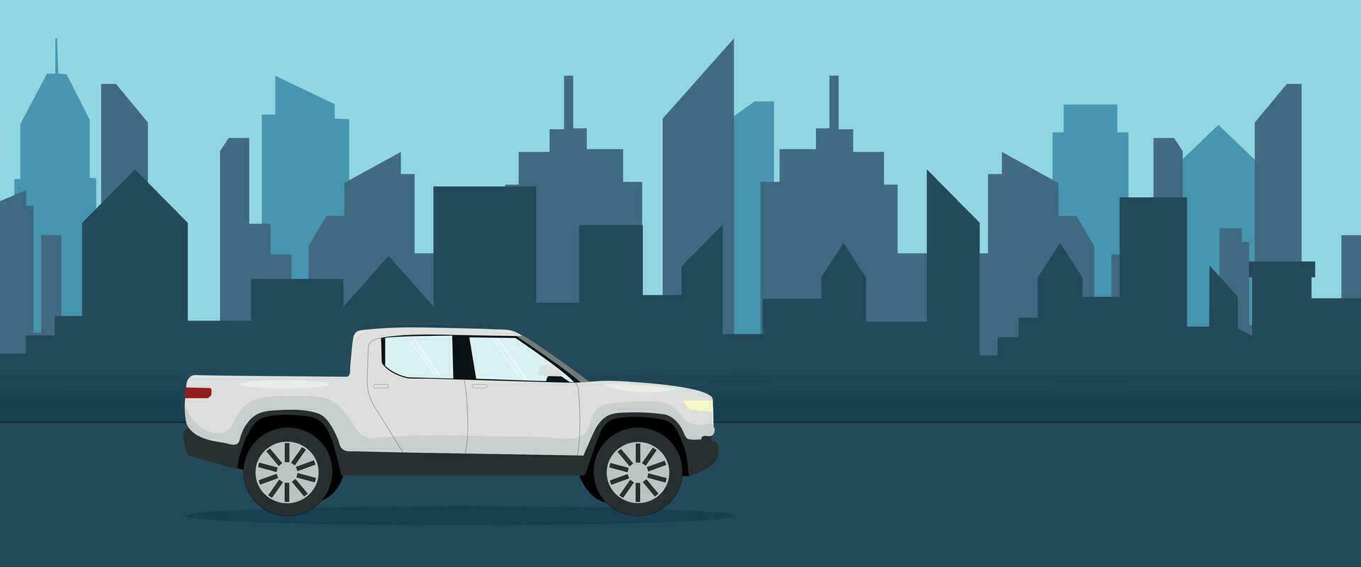 off road vehicle. Car on a city background. Truck vector illustration