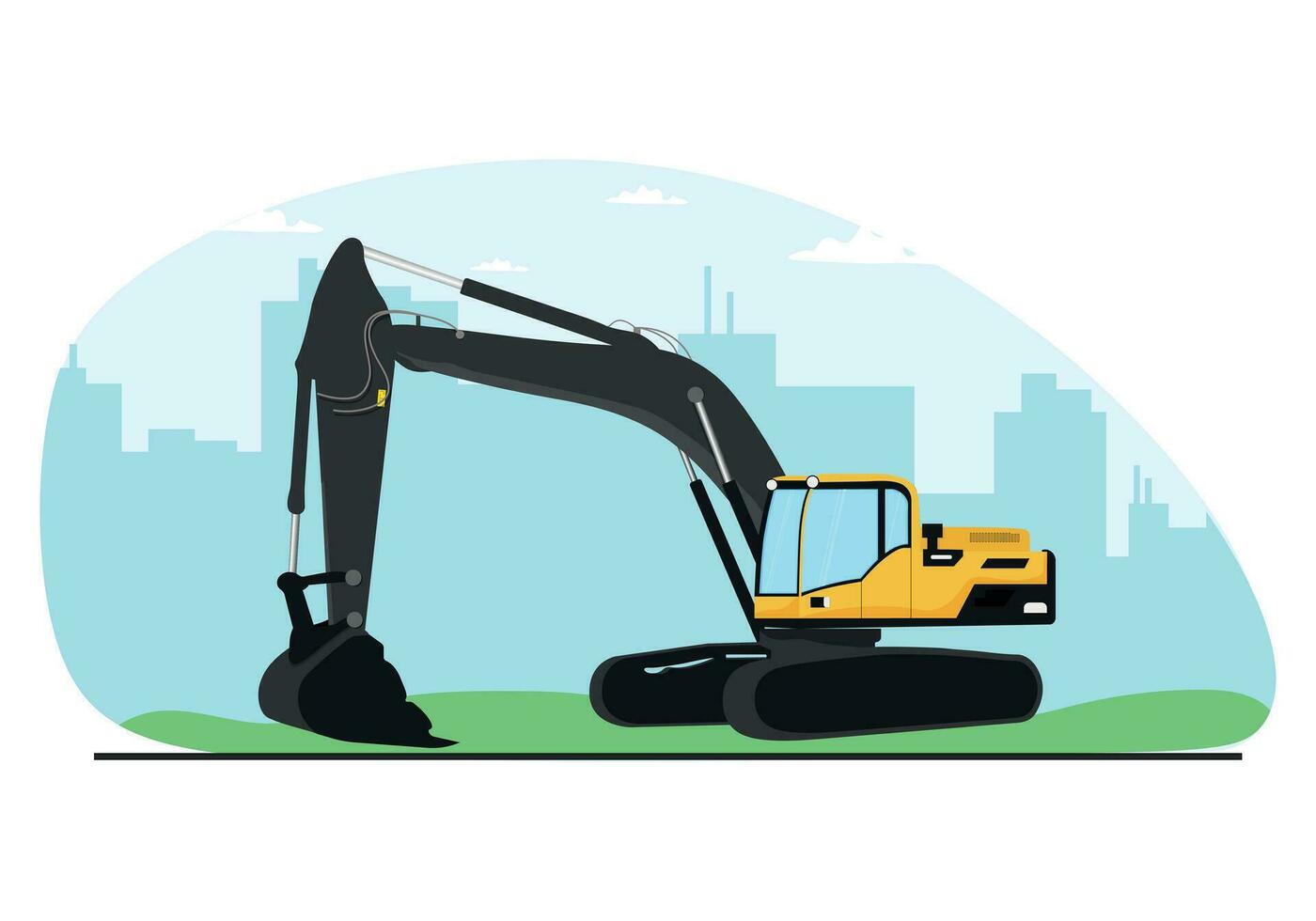 excavator on the background. vector illustration