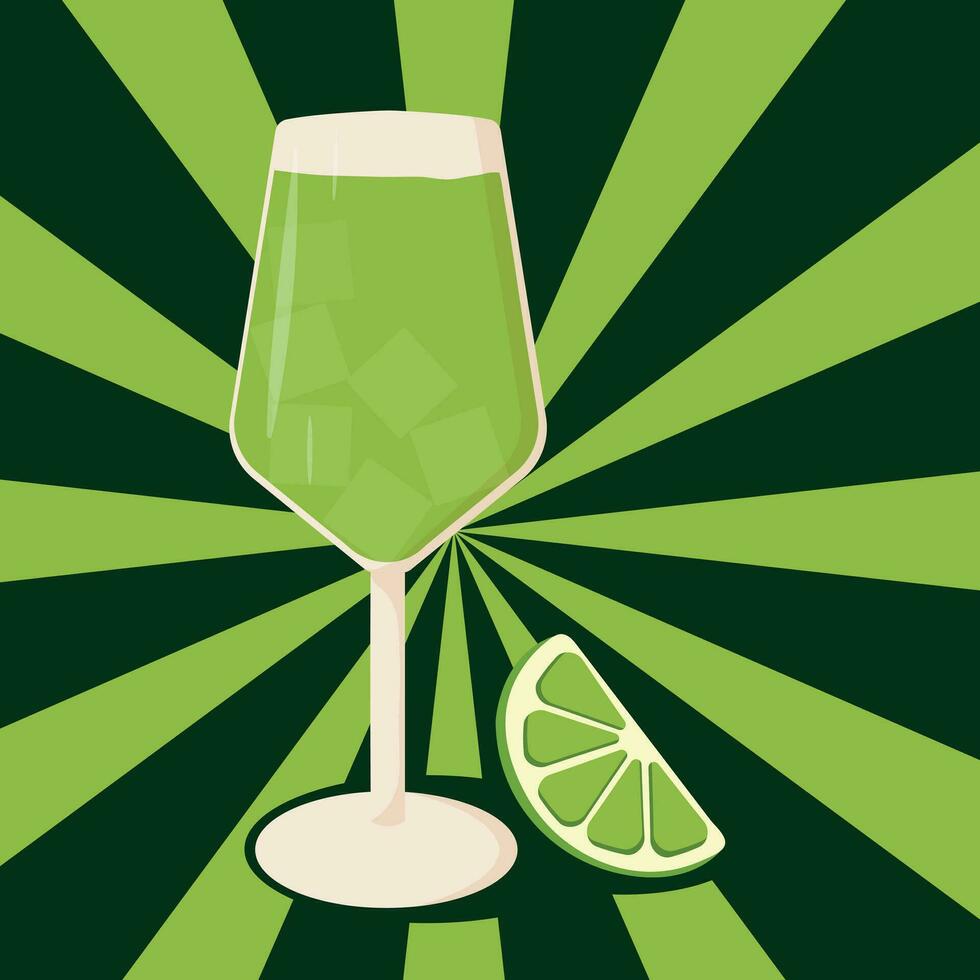 glass of water with leaf. mojito cocktail in a glass. vector illustration