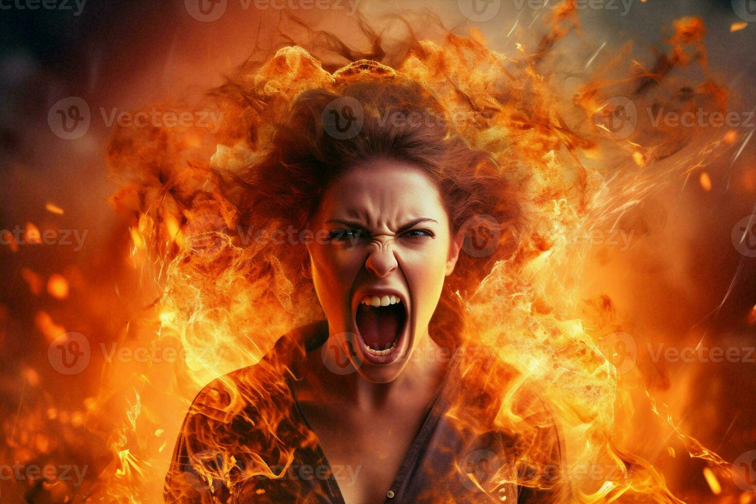Black woman person scarey devil cruel demon fantasy fire dark burn art horror evil halloween photo