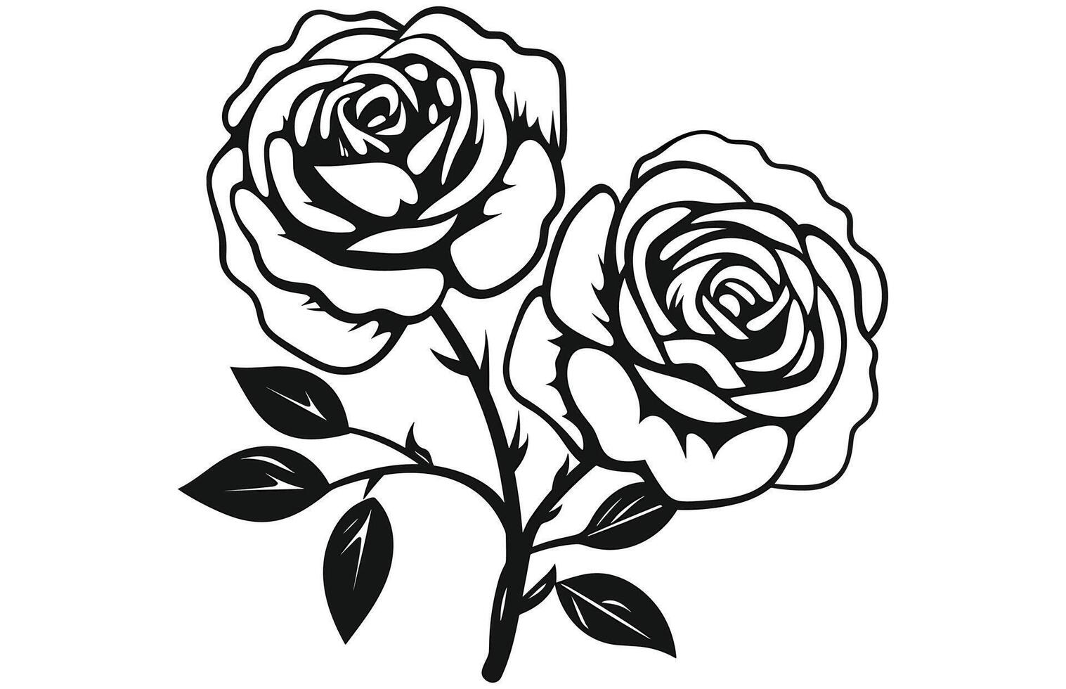 Shabby Chic Roses collection in black and white, Decorative element with outline roses. vector