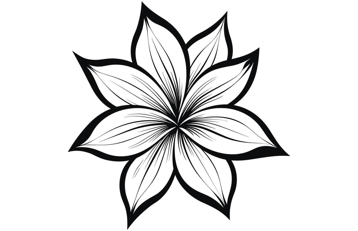 Line art vanilla flower illustration, Vanilla flower sketch ink vector illustration.