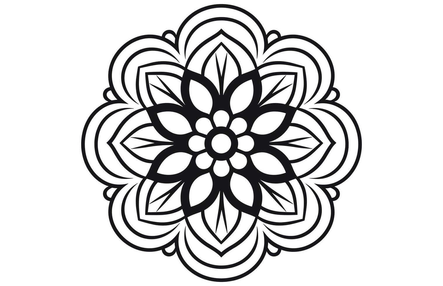 Simple Mandala Shape for Coloring. Vector Mandala. Floral. Flower. Oriental. Book Page. Outline.