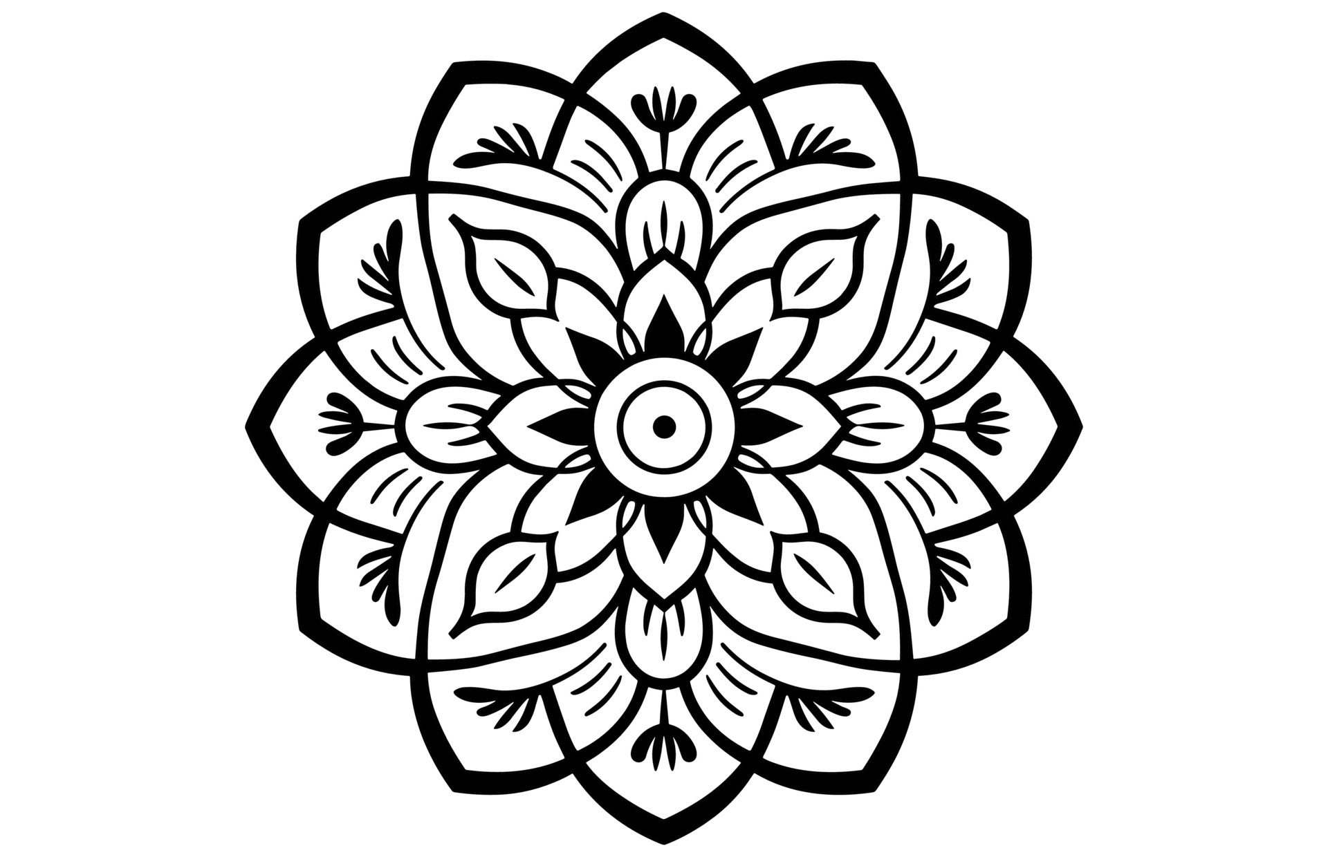 Leaf Flower Petal Coloring Mandala Art Simple Graphic Shape Vector