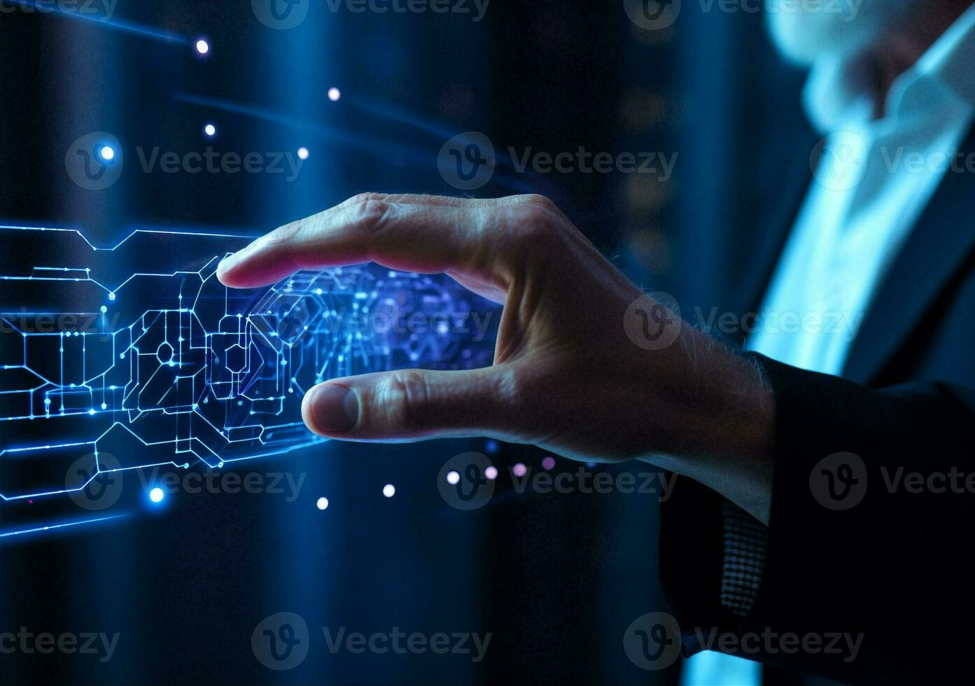 Tech hand virtual business digital innovation screen chart concept interface technology futuristic photo