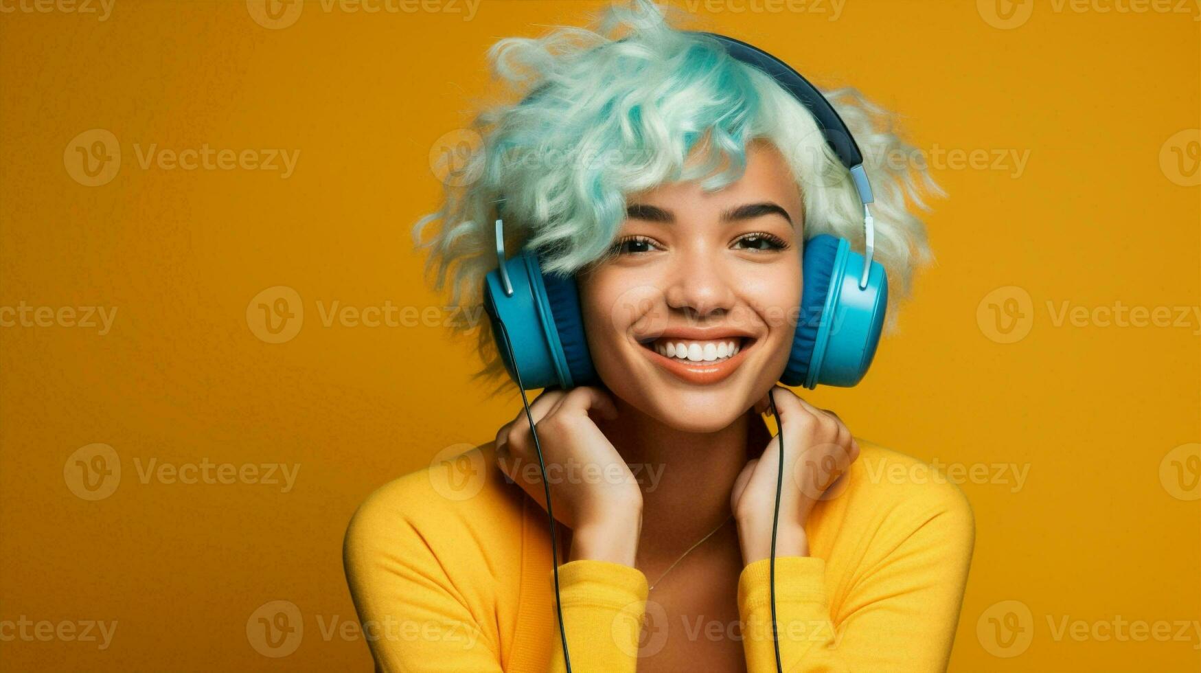 Woman smile happy happiness music photo