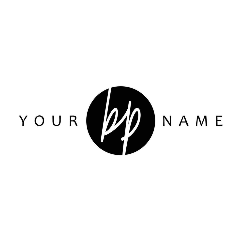 BP Initial Handwriting In Circle Frame Template Design vector