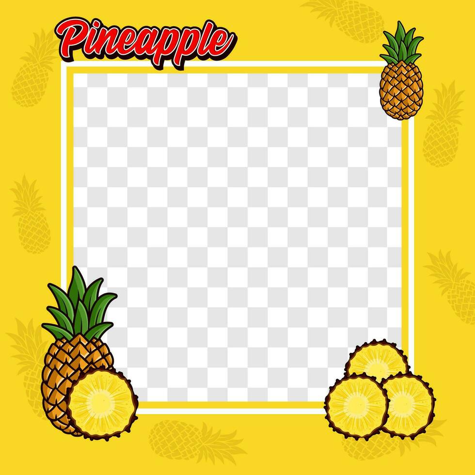 Pineapple fruit photo frame cover background design vector