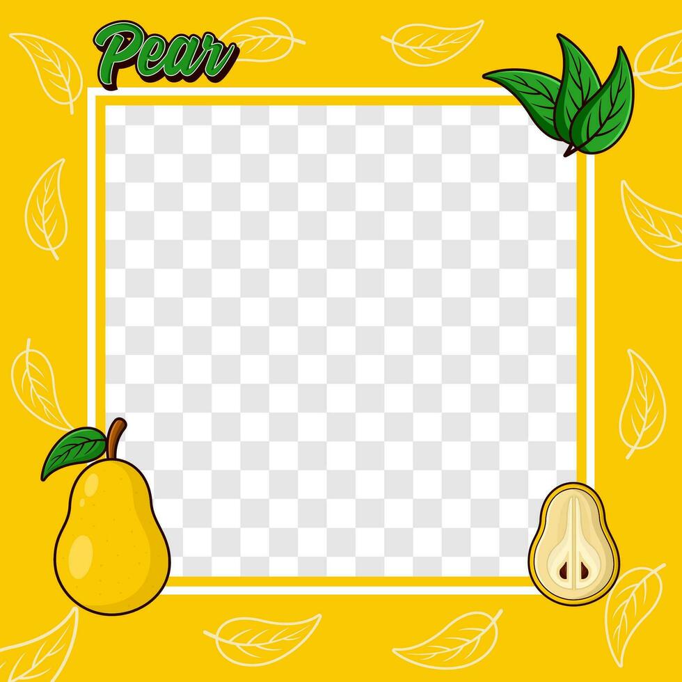 Pear fruit photo frame cover background design vector