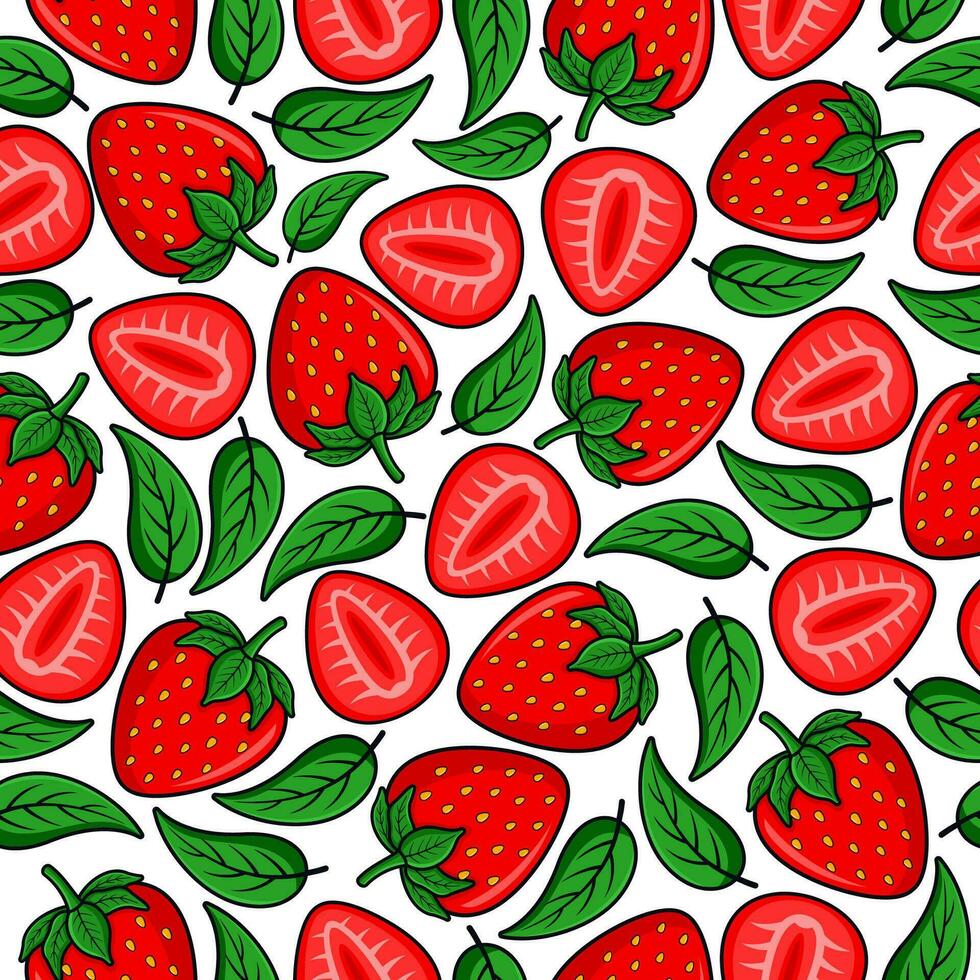 Strawberry fruit seamless pattern background illustration vector