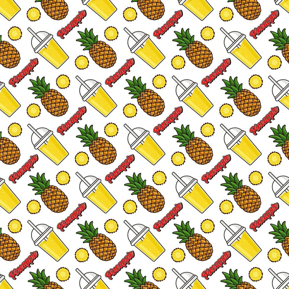 Pineapple fruit seamless pattern background design vector
