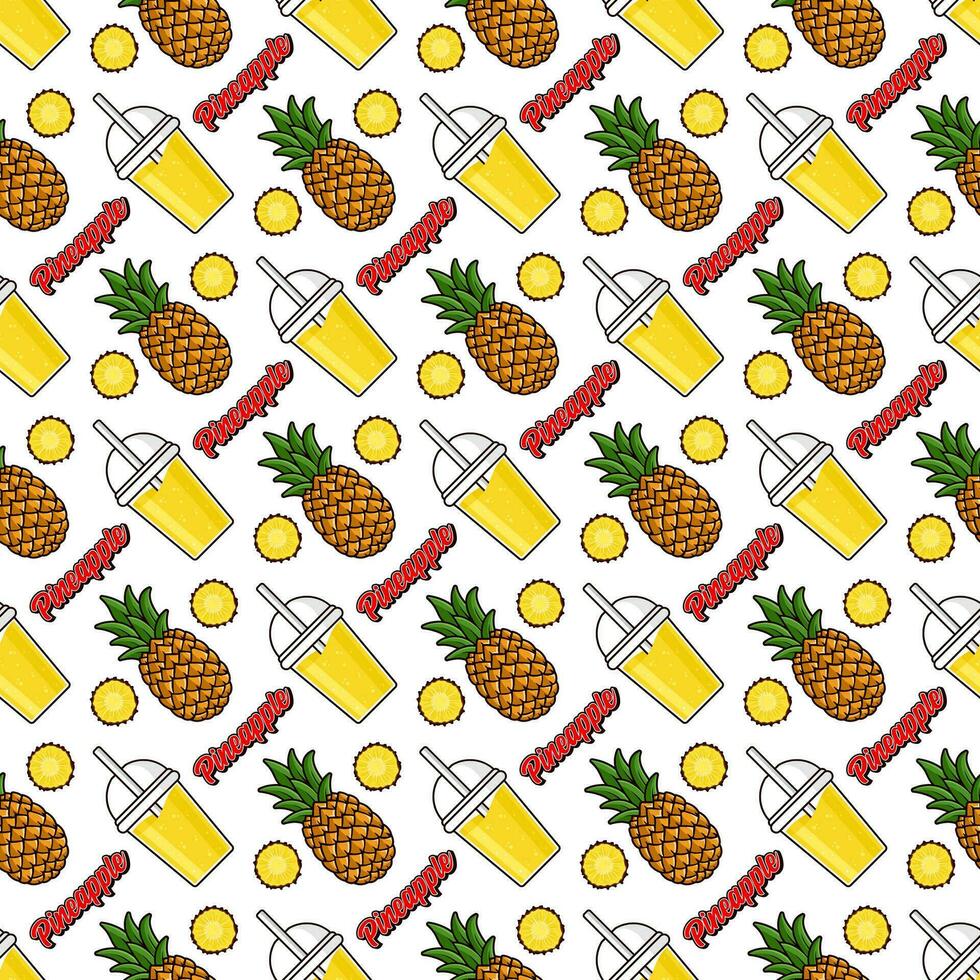 Pineapple fruit seamless pattern background design vector