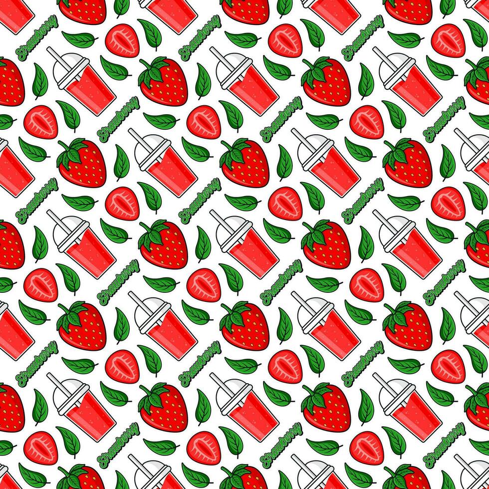 Strawberry fruit seamless pattern background design vector