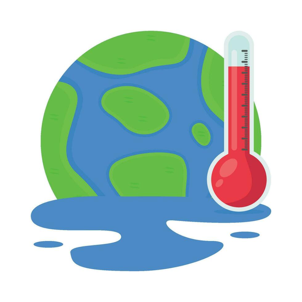 Global warming and climate change concept. Earth with thermometer. Vector illustration