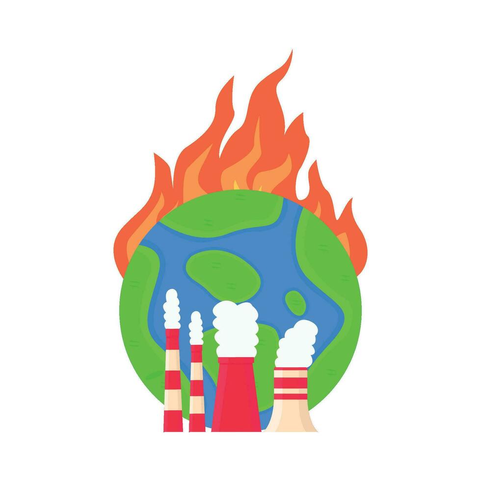 Global warming concept. Pollution of the planet. Flat vector illustration