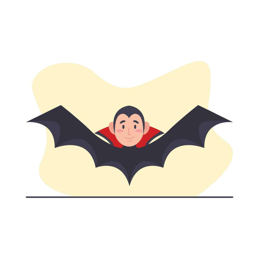 Man in bat costume. Vector illustration in cartoon style on white background.