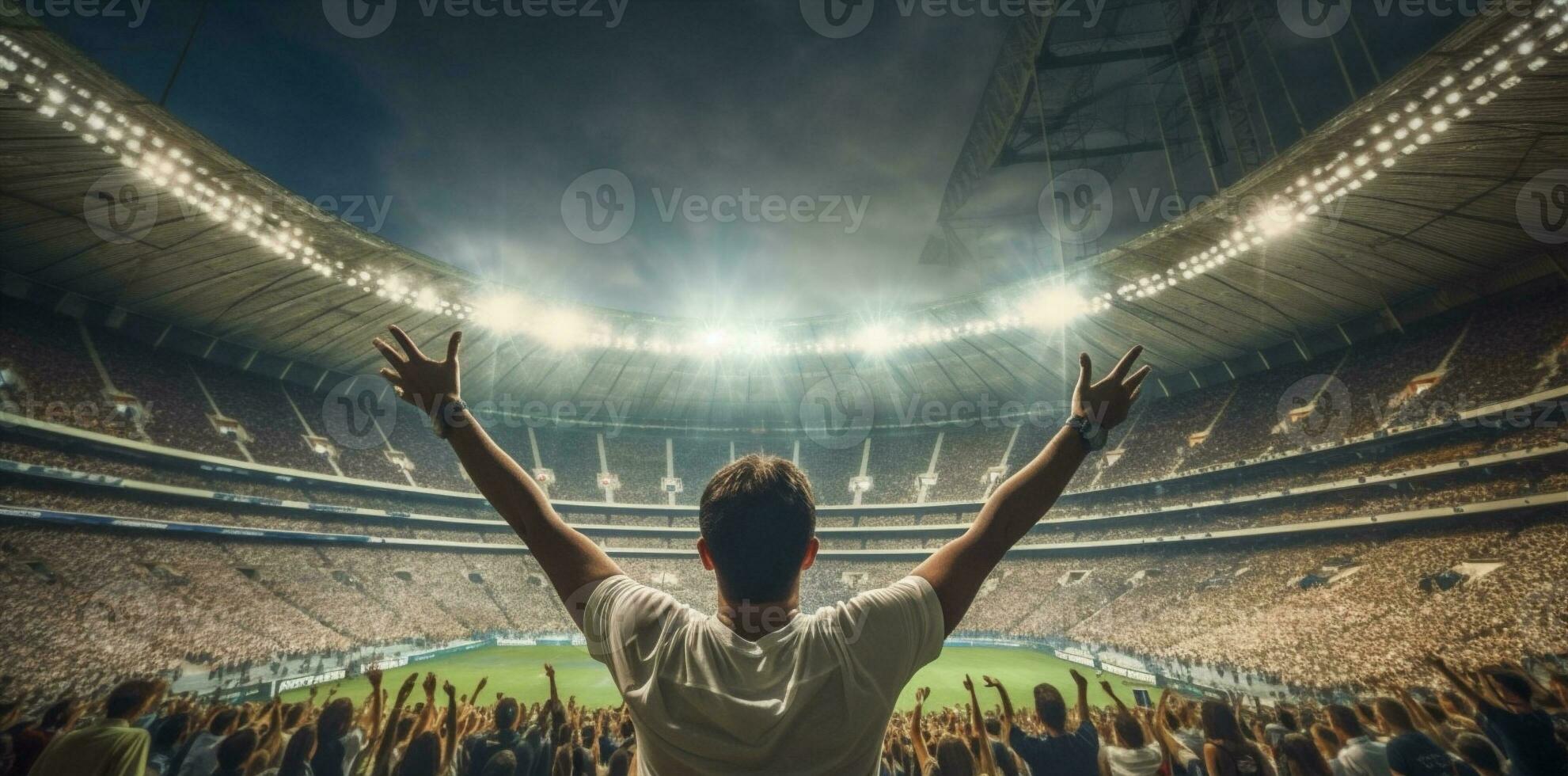 celebration soccer fan sport event stadium success football people fun. Generative AI. photo