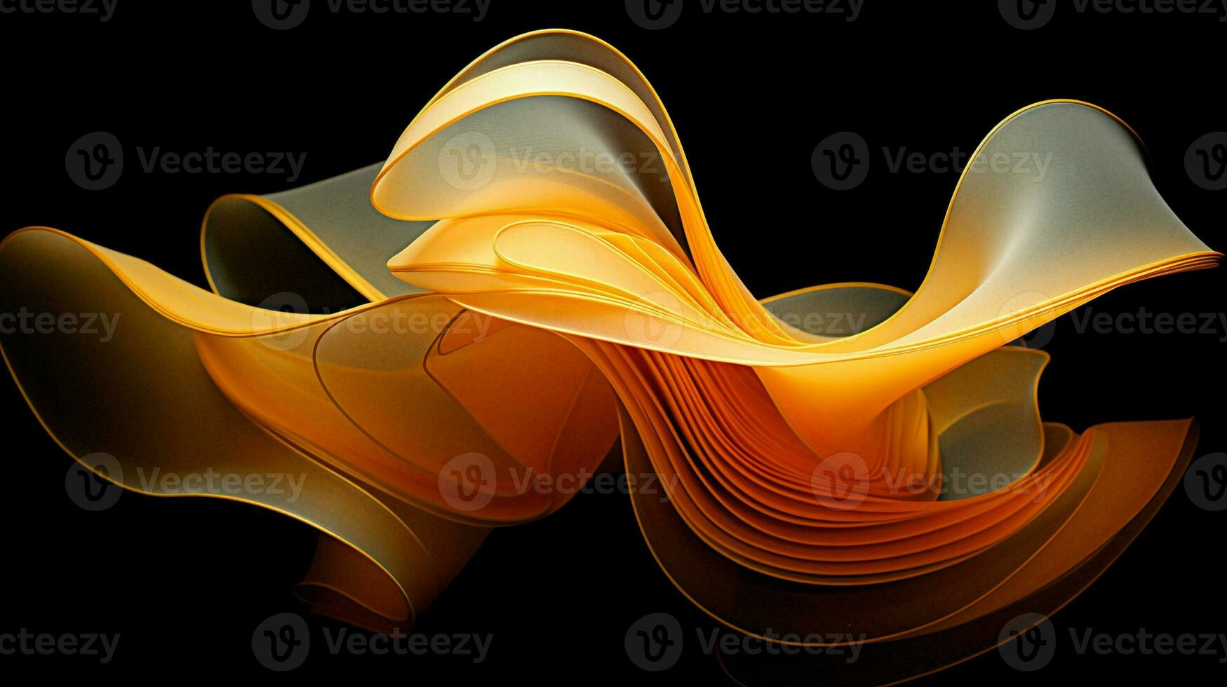 Black digital flow background technology line curve gold light wallpaper art wave abstract design yellow energy photo