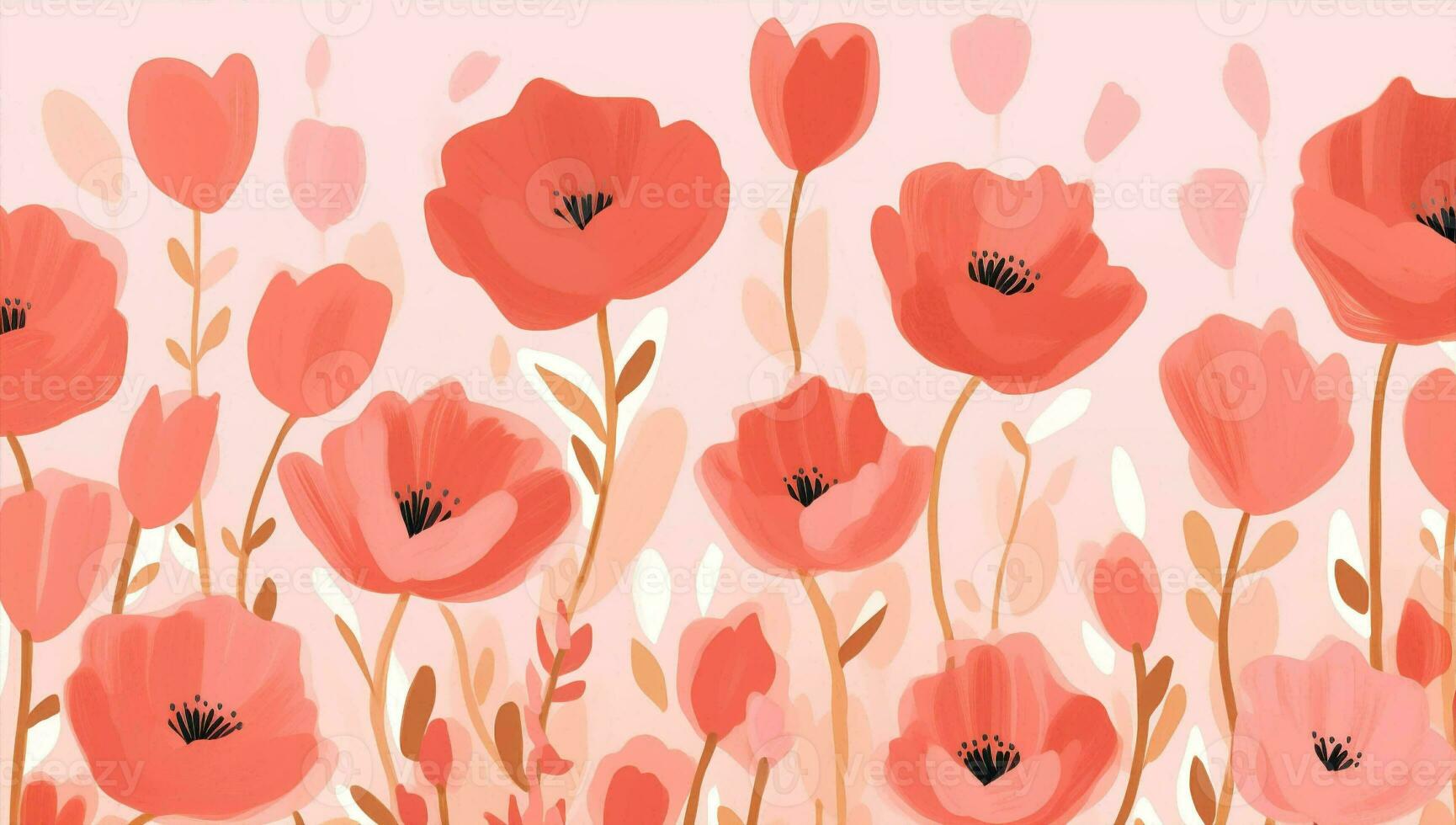 Pattern pink drawing flower floral seamless spring drawn abstract nature design photo
