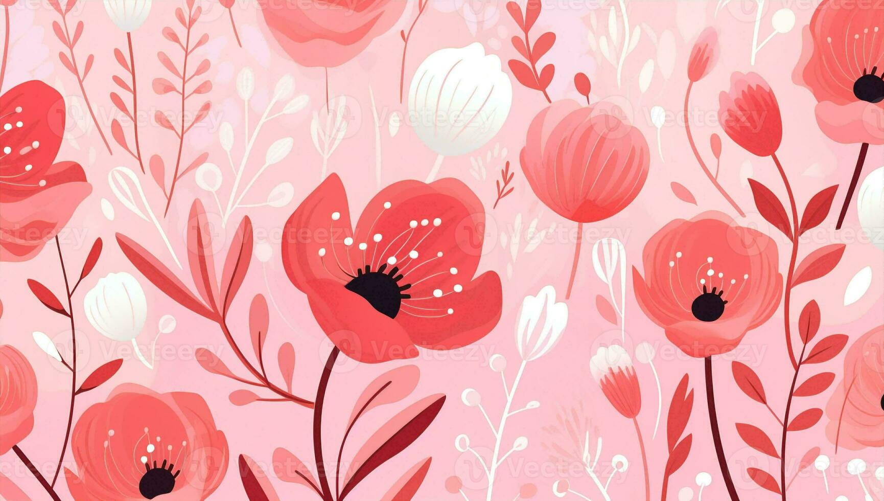 Pattern drawn abstract flora seamless flower nature pink design floral bloom spring photo