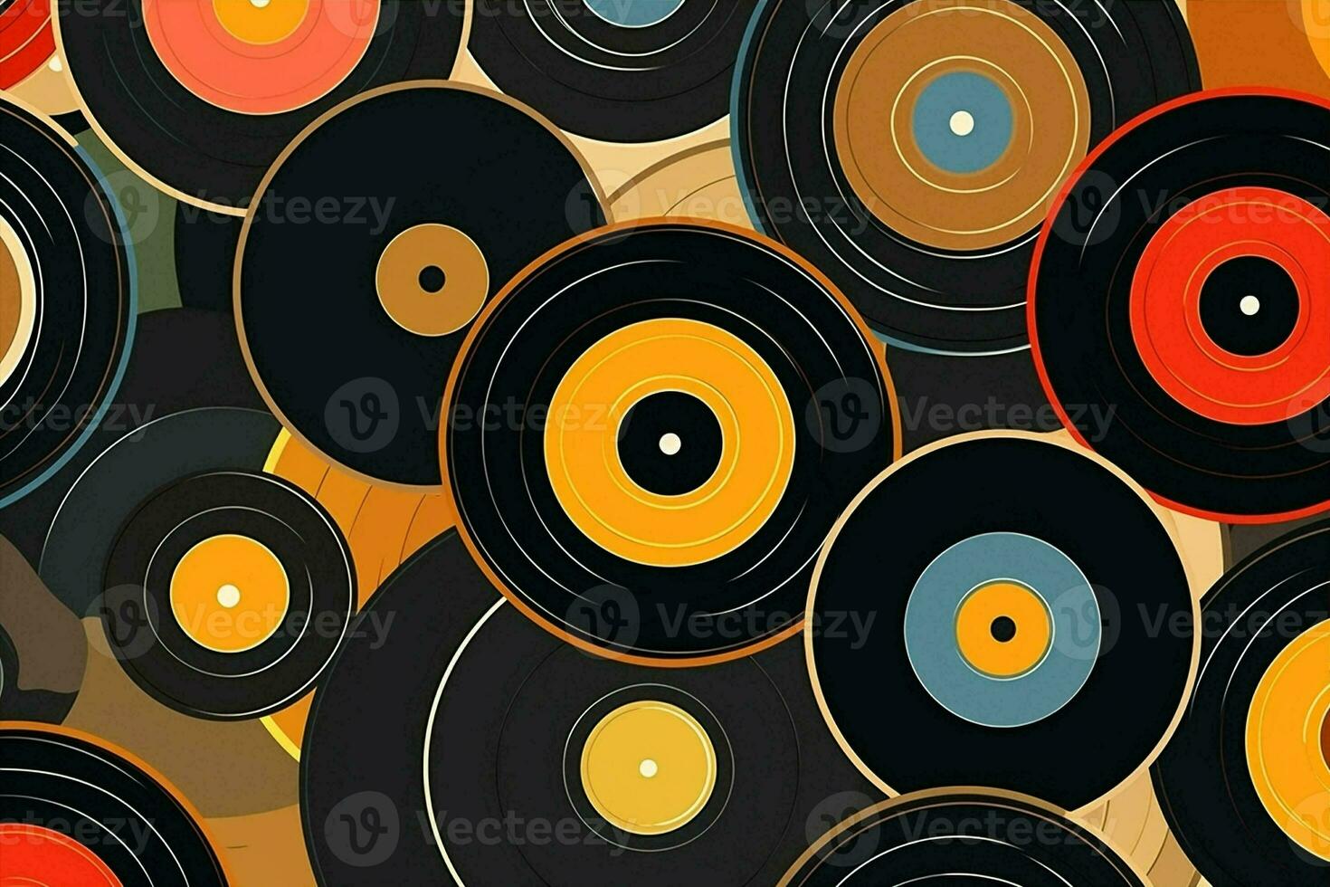 Seamless musical pattern retro vinyl modern design disco record vintage sound photo