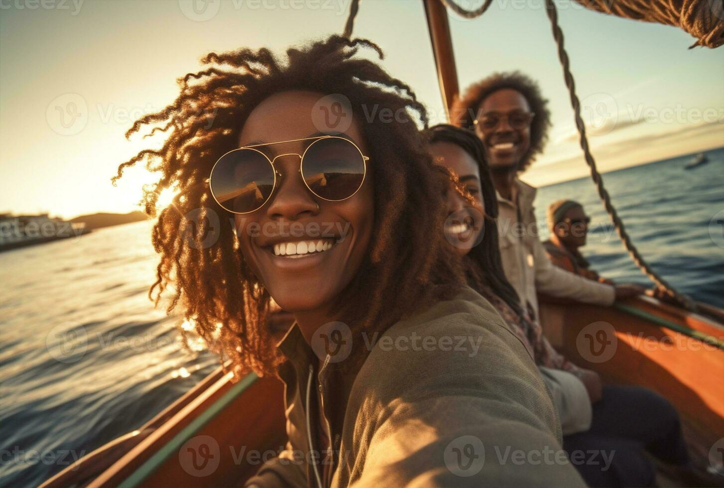 women boat friends yacht lifestyle summer happy young cheerful trip joy. Generative AI. photo