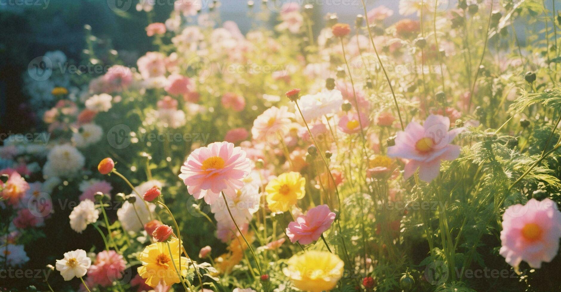 Spring nature summer flower floral plant gardening sunny field pink photo