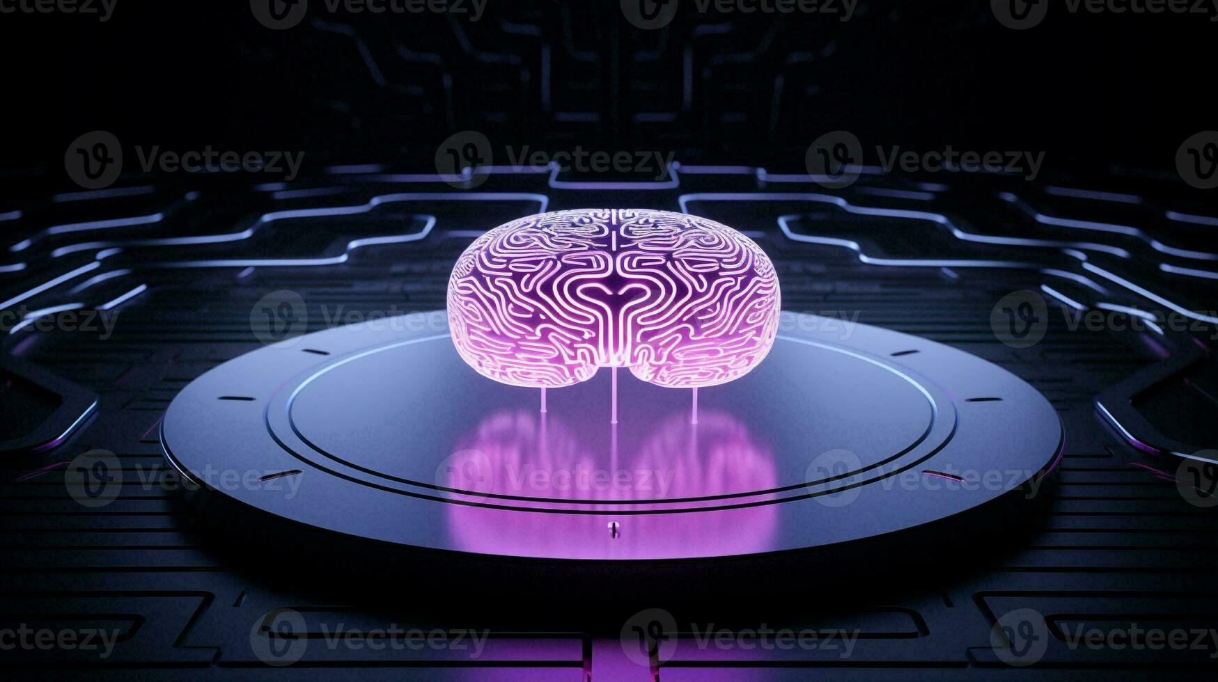 Brain concept technology pink abstract intelligence digital artificial modern neon science photo