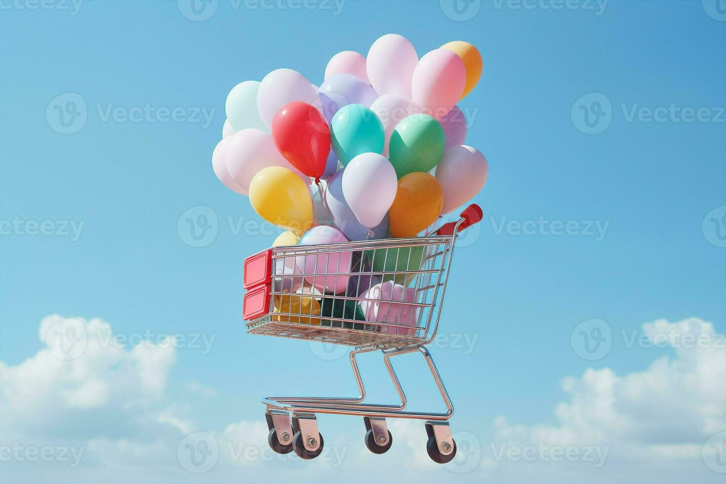 Commerce trolley sale buy cart background shopping concept basket ribbon purchase photo