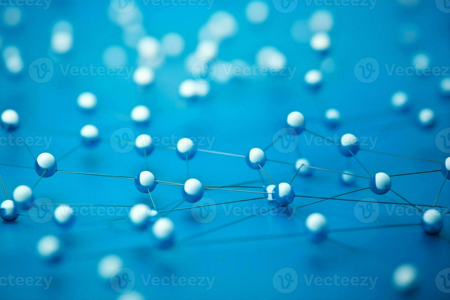 Geometric abstract structure line scientific technology blue background networking science design connect photo