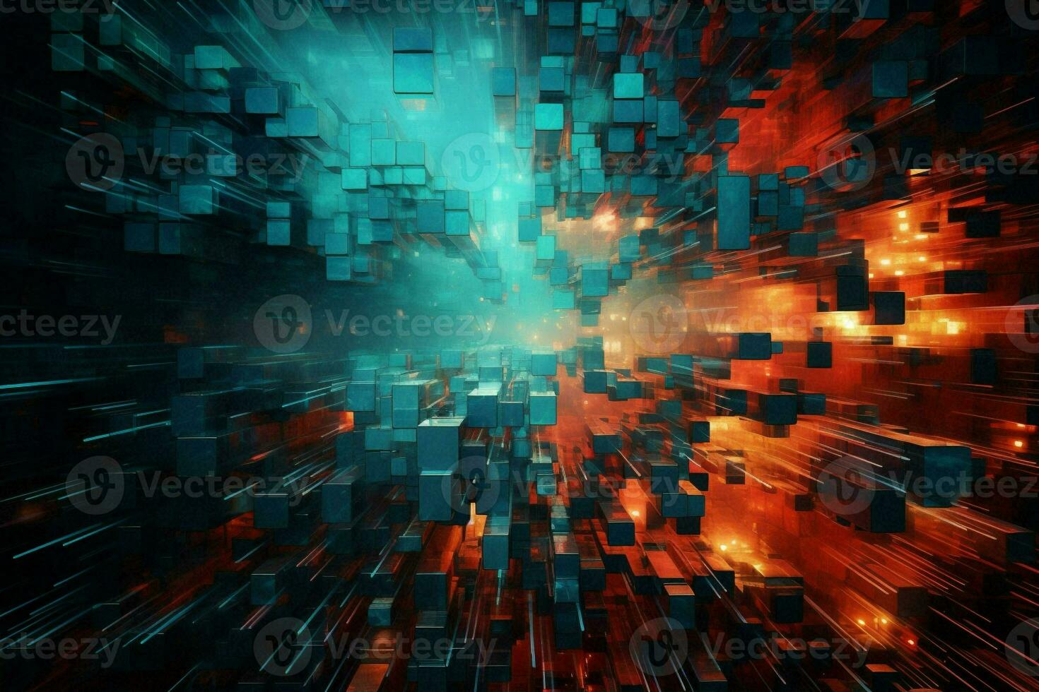 Night tech background blue light technology blur futuristic abstract glowing digital design network photo