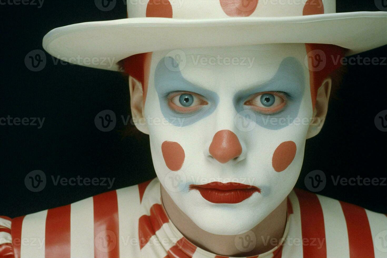 Circus man mime portrait fan make paint red clown art face photo