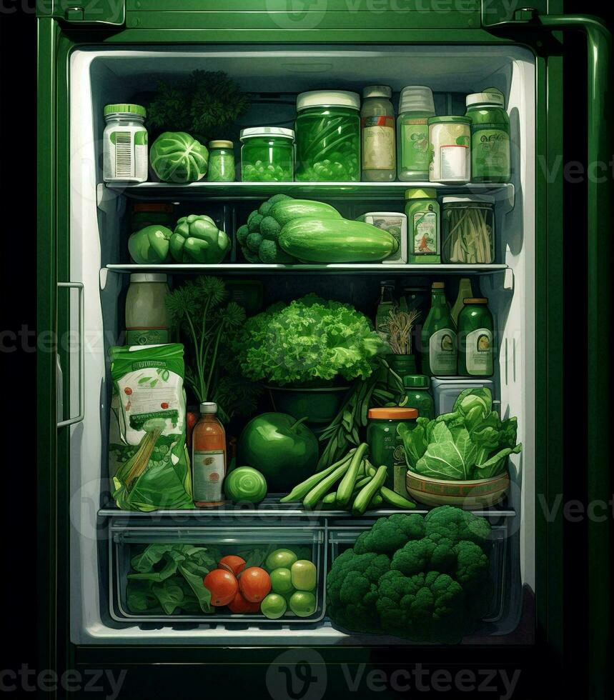 Green fresh diet refrigerator food photo