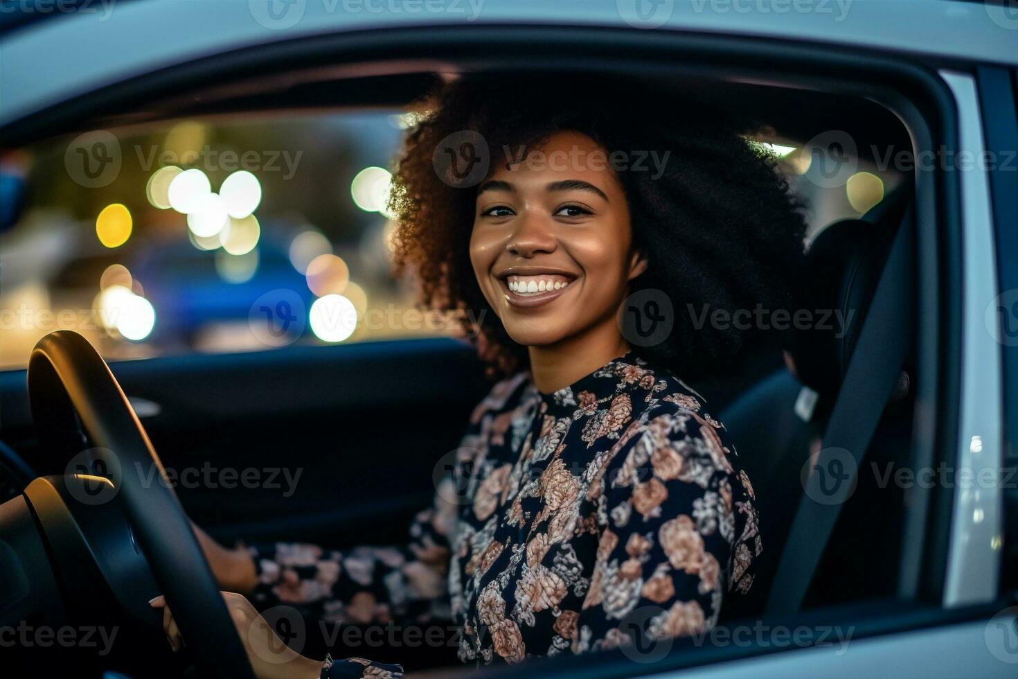 woman transportation happy adult auto driving travel young driver vehicle adult car. Generative AI. photo
