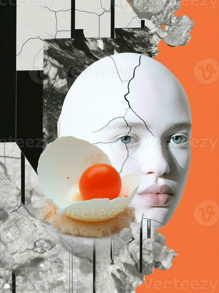 Concept special individuality broken object breakfast white city abstract idea art food egg photo